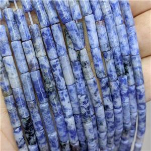 Blue Dalmatian Jasper Tube Beads, approx 4x13mm [GB21477]