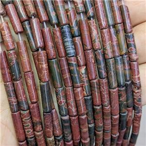 Red Picasso Jasper Tube Beads, approx 4x13mm [GB21484]