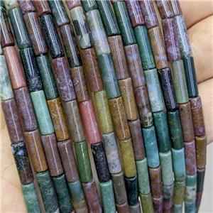 Natural Indian Agate Tube Beads Multicolor, approx 4x13mm [GB21485]
