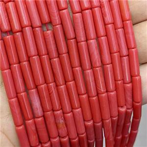 Synthetic Coral Tube Beads Red, approx 4x13mm [GB21489]