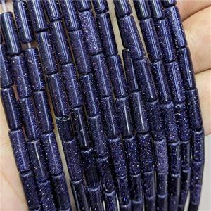 Blue Sandstone Tube Beads, approx 4x13mm [GB21495]