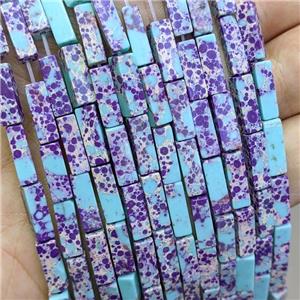 Synthetic Imperial Jasper Cuboid Beads Blue Purple, approx 4x13mm [GB21501]