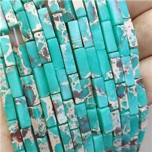 Green Synthetic Imperial Jasper Cuboid Beads, approx 4x13mm [GB21502]