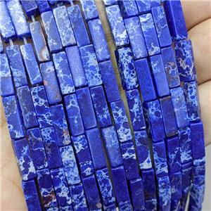 Synthetic Imperial Jasper Cuboid Beads Blue, approx 4x13mm [GB21508]