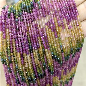 Natural Tourmaline Beads Multicolor Faceted Round, approx 3mm [GB21523]