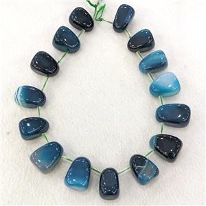 Natural Agate Teardrop Beads Graduated Blue Dye Topdrilled, approx 15-26mm [GB21533]