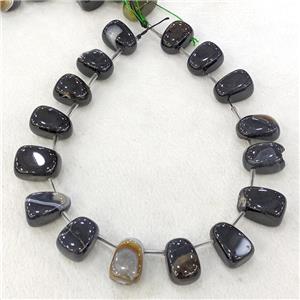 Natural Agate Teardrop Beads Graduated Black Dye Topdrilled, approx 15-26mm [GB21538]
