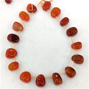Natural Agate Teardrop Beads Graduated Red Dye Topdrilled, approx 15-26mm [GB21545]