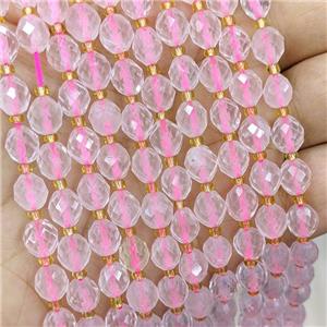 Natural Pink Rose Quartz Beads Faceted Rice, approx 7-8mm [GB21550]