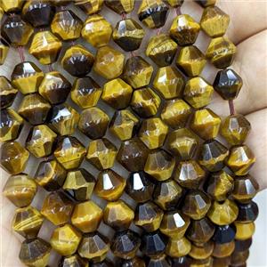 Natural Tiger Eye Stone Bicone Beads, approx 8mm [GB21561]