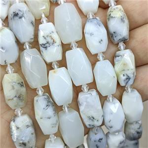 Natural White Moss Opal Beads Faceted Cuboid, approx 12-16mm [GB21586]