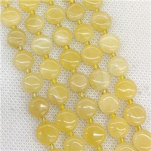 Natural Yellow Honey Jade Coin Beads, approx 10mm [GB21612]