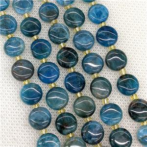 Natural Apatite Coin Beads Blue, approx 10mm [GB21614]
