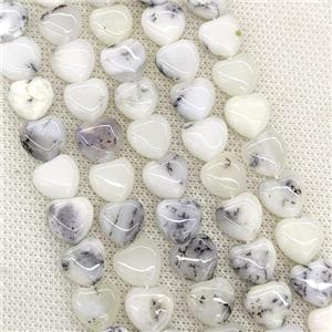 Natural White Moss Opal Heart Beads, approx 10mm [GB21621]
