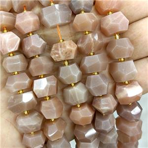 Natural Peach Moonstone Beads Faceted Rondelle, approx 12-16mm [GB21626]