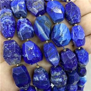 Natural Blue Lapis Lazuli Nugget Beads Faceted Freeform, approx 14-22mm [GB21629]