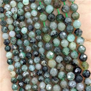 Natural Emerald Beads Green Faceted Round C-Grade, approx 4mm [GB21644-4MM]