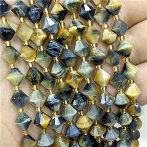Fancy Tiger Eye Stone Bicone Beads, approx 8mm [GB21652]