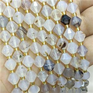 Natural Heihua Agate Bicone Beads, approx 8mm [GB21662]