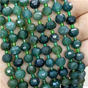 Natural Green Moss Agate Beads Faceted Rondelle, approx 6x8mm [GB21669]