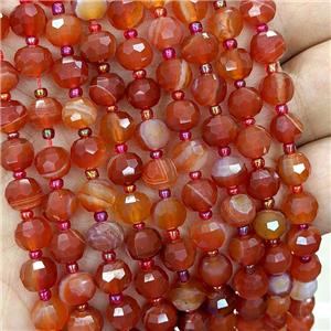 Natural Stripe Agate Beads Banded Red Dye Faceted Rondelle, approx 6x8mm [GB21670]