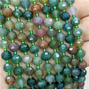 Natural Indian Agate Beads Green Faceted Rondelle, approx 6x8mm [GB21672]
