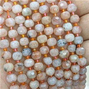 Natural Peach Sunstone Beads Faceted Rondelle, approx 6x8mm [GB21673]