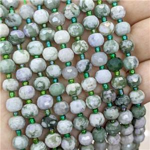 Natural Green Peace Jasper Beads Faceted Rondelle, approx 6x8mm [GB21675]