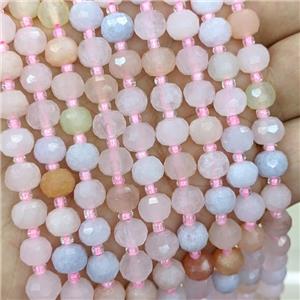 Natural Morganite Beads Faceted Rondelle Multicolor Dye, approx 6x8mm [GB21677]