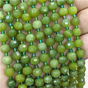 Natural Chinese Jadeite Beads Green Faceted Rondelle, approx 6x8mm [GB21682]