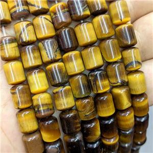 Natural Tiger Eye Stone Tube Beads A-Grade, approx 8-10mm [GB21685]