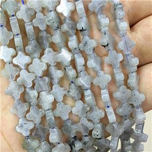Natural Labradorite Clover Beads, approx 8mm [GB21688]