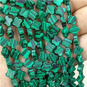 Green Synthetic Malachite Clover Beads, approx 8mm [GB21693]