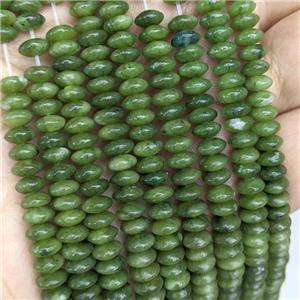 Natural Green Chinese Jadeite Beads Smooth Rondelle, approx 3-6mm [GB21713]