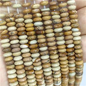 Natural Picture Jasper Beads Smooth Rondelle, approx 3-6mm [GB21719]