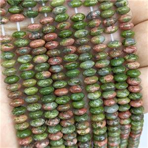 Natural Unakite Beads Smooth Rondelle, approx 3-6mm [GB21721]