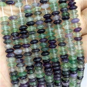 Natural Fluorite Beads Smooth Rondelle Multicolor, approx 3-6mm [GB21727]