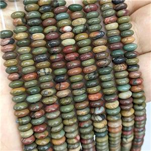Natural Picasso Jasper Beads Smooth Rondelle Multicolor, approx 3-6mm [GB21728]