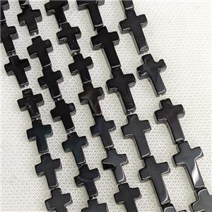 Natural Black Onyx Agate Cross Beads, approx 10x14mm [GB21733-S]