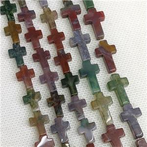 Natural Indian Agate Cross Beads, approx 12x20mm [GB21735-L]
