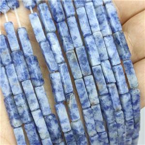Natural Blue Dalmatian Jasper Cuboid Beads, approx 4x4x13mm [GB21740]