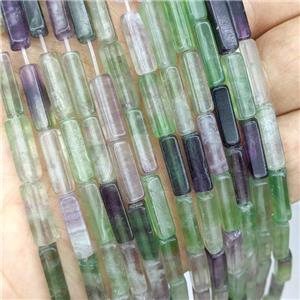 Natural Fluorite Beads Cuboid Multicolor, approx 4x4x13mm [GB21746]