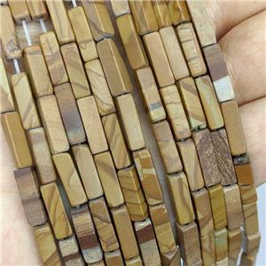 Coffee Wooden Lace Jasper Beads Cuboid, approx 4x4x13mm [GB21760]