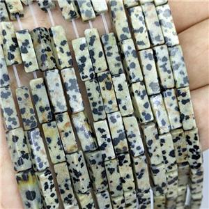 Natural Black Dalmatian Jasper Beads Cuboid, approx 4x4x13mm [GB21763]