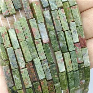 Natural Unakite Beads Cuboid, approx 4x4x13mm [GB21765]