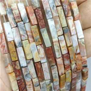 Natural Red Crazy Lace Agate Cuboid Beads, approx 4x4x13mm [GB21769]