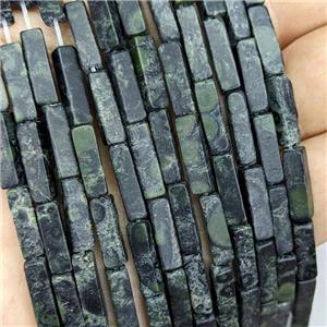 Natural Kambaba Jasper Beads Cuboid Darkgreen, approx 4x4x13mm [GB21776]