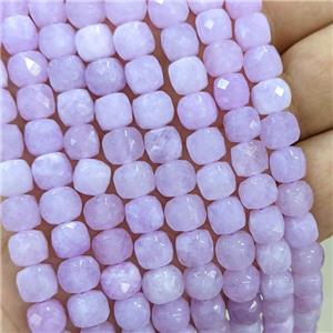 Natural Jade Cube Beads Lavender Dye, approx 7-8mm [GB21787]