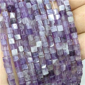 Natural Amethyst Beads Purple Cube, approx 4mm [GB21794]