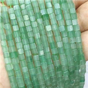 Natural Green Aventurine Cube Beads, approx 4mm [GB21799]